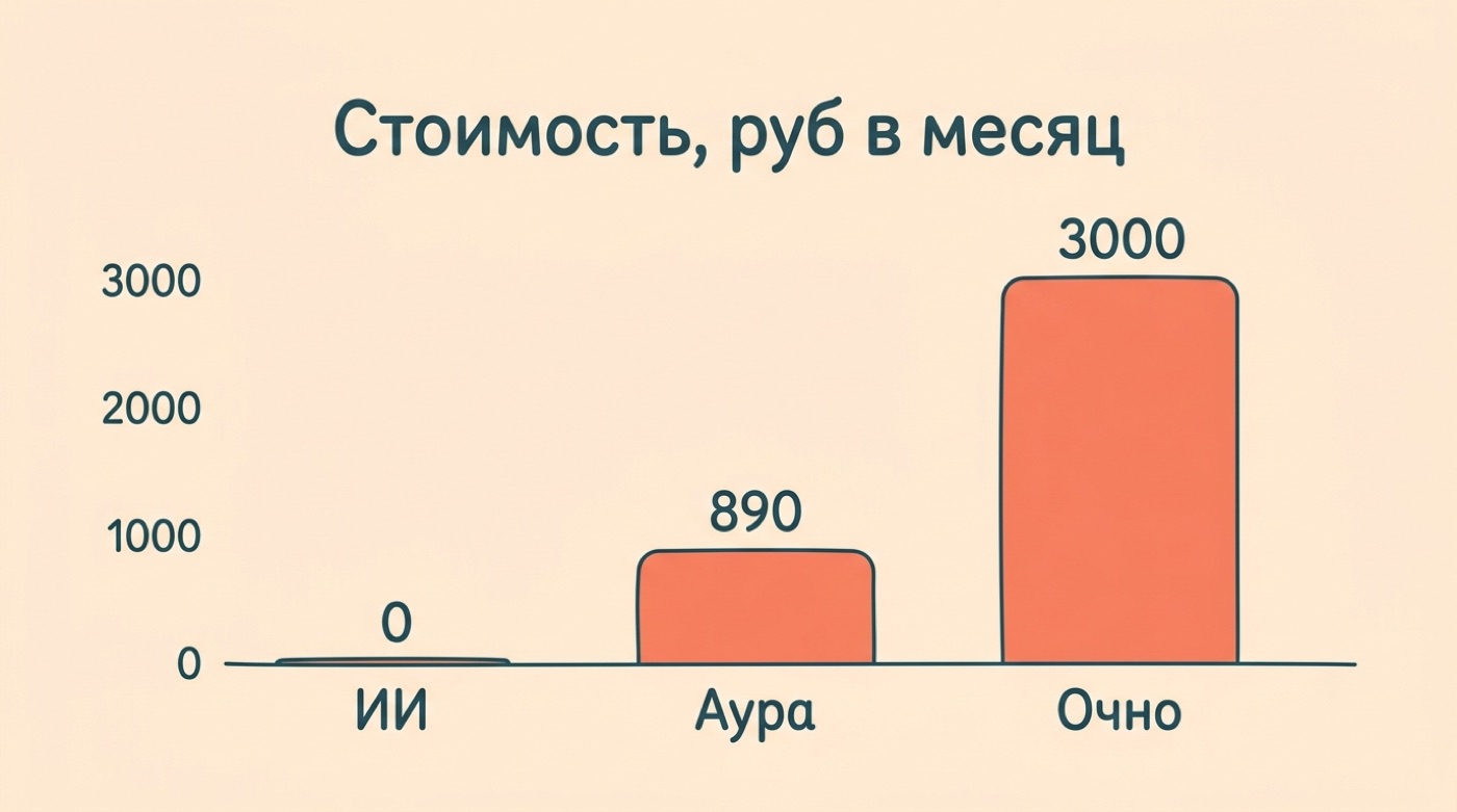 Столбчатая диаграмма стоимости психологической помощи в месяц