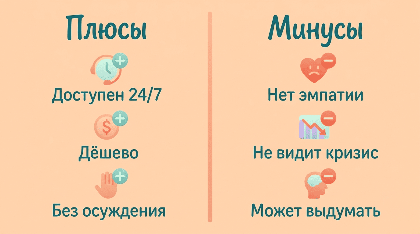 Сравнение плюсов и минусов ChatGPT в роли психолога