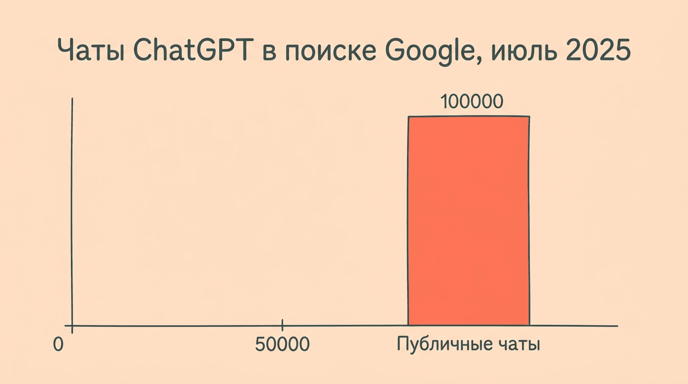Диаграмма: около 100 000 чатов ChatGPT в поиске Google, июль 2025
