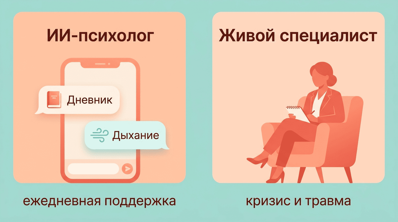 Когда помогает ИИ-психолог, а когда нужен живой специалист