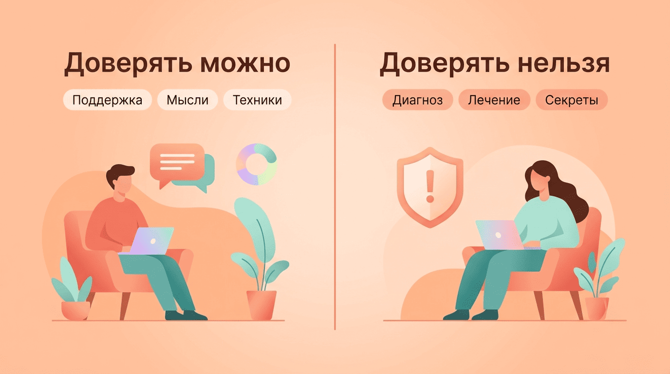 Сравнение: чему ИИ-психологу доверять можно, а чему нельзя