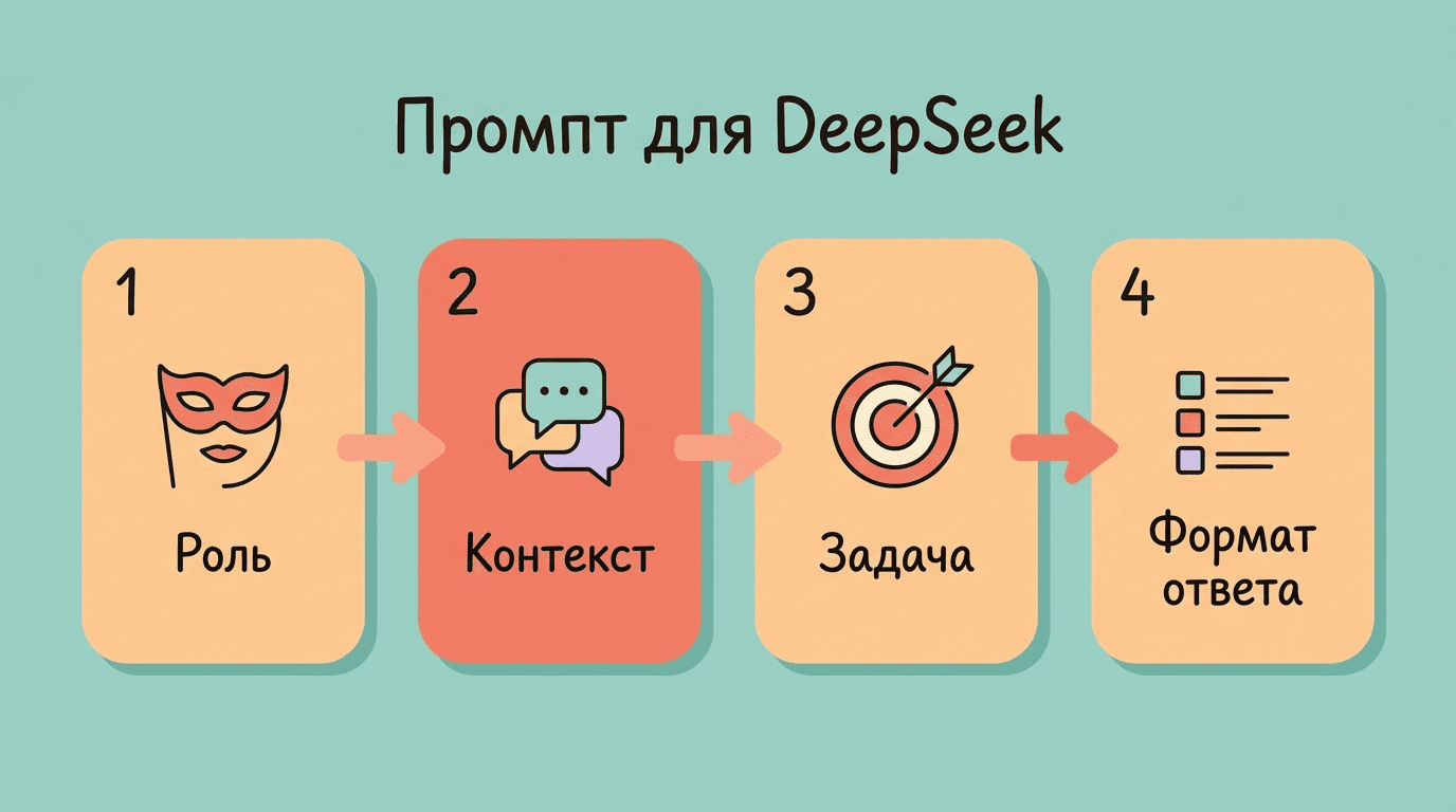 Схема промпта для DeepSeek из четырёх шагов