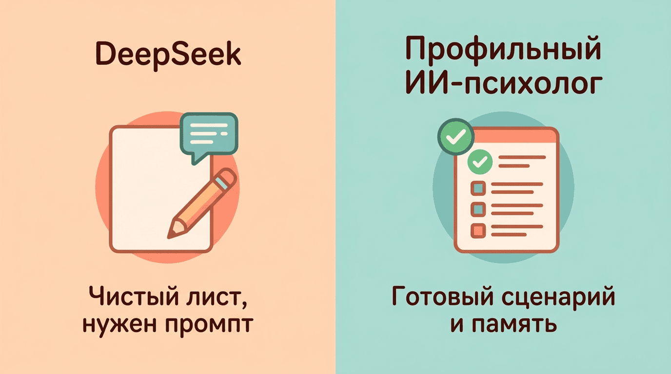Сравнение DeepSeek и профильного ИИ-психолога