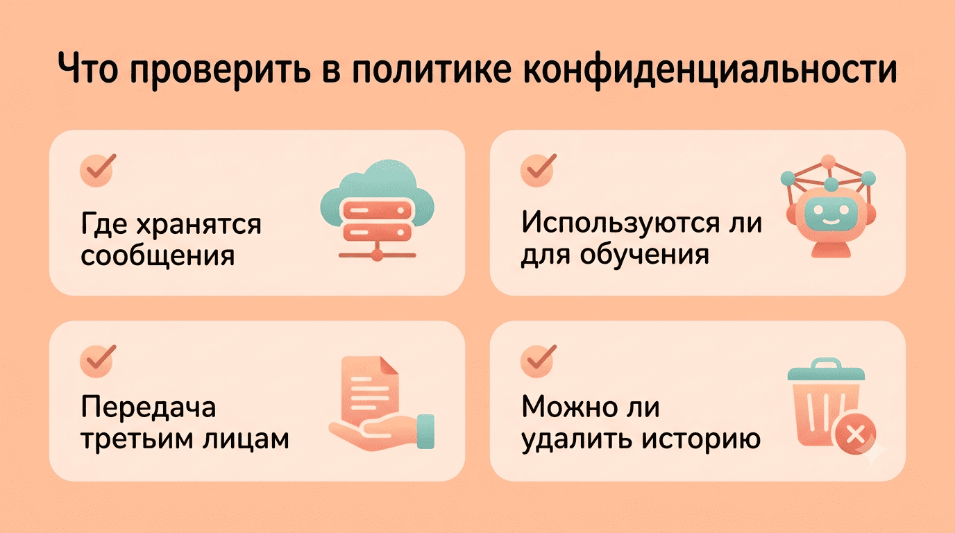 Чеклист: что проверить в политике конфиденциальности бота-психолога