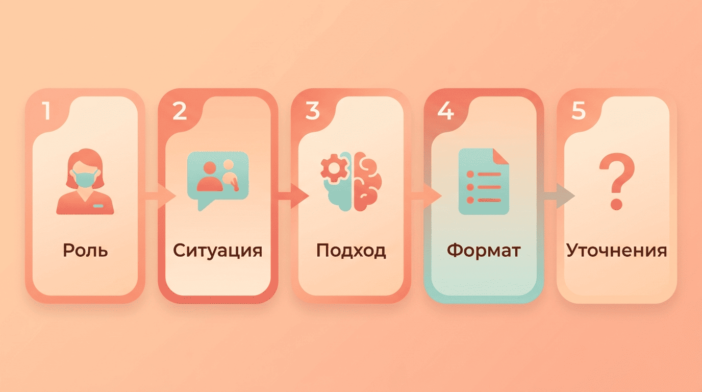 Пять шагов хорошего промпта: роль, ситуация, подход, формат, уточнения