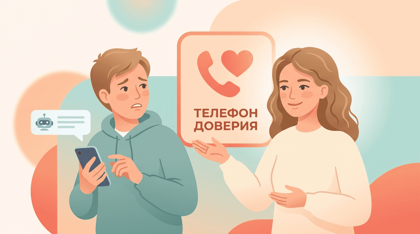 Психолог Мия направляет встревоженного человека к телефону доверия вместо чат-бота